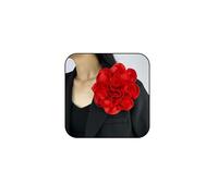 FDEETY Broche Mujer Terciopelo Tela Gran Clásica Camelia Broches para Fiesta Boda Baile Banquete Mujers Accesorios Disfraz Regalo(Rojo)