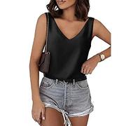 FDEETY Camiseta Tirantes Mujer Cuello V Tank Top Camisola Verano sin Mangas Elegante Blusa Casual Ropa Deportiva Tops Cómodos para Uso Diario