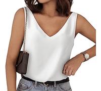 FDEETY Camiseta Tirantes Mujer Cuello V Tank Top Camisola Verano sin Mangas Elegante Blusa Casual Ropa Deportiva Tops Cómodos para Uso Diario