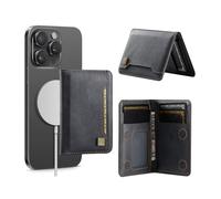 FDEETY Cartera Magnética Compatible con MagSafe Wallet Funda para Tarjetero de PU con Protección RFID Soporte Ajustable para iPhone 16/15/14/13/12 Serie para 5 Tarjetas No para Mini (Negro)