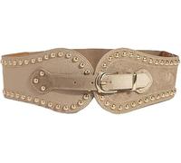 FDEETY Cinturón Elástico Ancho Decorativo Tachuelas Doradas Hebilla Ajustable Estilo Vintage Elegante Mujer