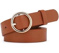 FDEETY Cinturón Elegante Hebilla Circular Dorada Cuero Sintético Ajustable Complemento Vestimenta Diaria Mujer
