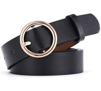 FDEETY Cinturón Elegante Hebilla Circular Dorada Cuero Sintético Ajustable Complemento Vestimenta Diaria Mujer