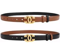 FDEETY Cinturon Mujer de Cuero Genuino Reversible Duradero y Elegante con Hebilla de Aleación Ideal para Vaqueros y Ropa de Oficina（Caramelo 95cm）