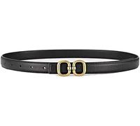 FDEETY Cinturon Mujer en PU Diseño Sofisticado con Hebilla Redonda Versátil y Elegante para Vaqueros Faldas Estilos Casuales de Oficina（Negro 95 cm）