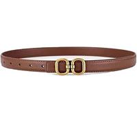 FDEETY Cinturon Mujer en PU Diseño Sofisticado con Hebilla Redonda Versátil y Elegante para Vaqueros Faldas Estilos Casuales de Oficina（Marrón 110cm）