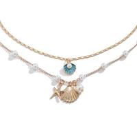 FDEETY Collar Bohemio Para Mujer Con Colgantes de Estrella de Mar y Concha - Joyería Oceánica Ajustable Multicapa Para Playa - Cadena Para Mujeres y Niñas en Negro