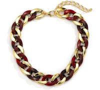 FDEETY Collar Cadena Gruesa Eslabones Resina Acetato Combinado Metálico Ajustable Elegante Mujer Joyería Cuello Declaración