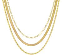 FDEETY Collar De Capas Múltiples De Oro Collares De Cadena Para Mujer Joyería Elegante De Acero Inoxidable Conjunto De 3 Piezas De Collares Dorados Para Mujer Accesorios De Moda