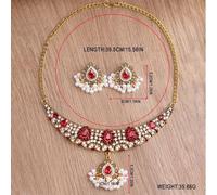 FDEETY Collar Y Pendientes De Estilo Étnico Con Cristales Rojos Y Perlas Juego De Joyas Para Mujer Accesorios Elegantes Para Celebraciones Y Eventos Especiales Set Completo De Bisutería Artesanal