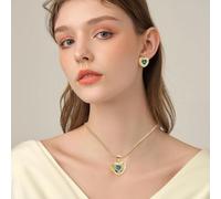 FDEETY Collar y Pendientes Mujer Plata con Cristales Verdes Conjunto de Joyería Elegante para Mujeres Ideal para Regalo Cumpleaños Swarovski Inspirado Moda Tous