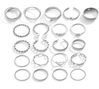 FDEETY Conjunto Anillos Variados Corazón Mariposa Infinito Perla Trenzado Apilables Ajustables Mujer Joyería Diaria