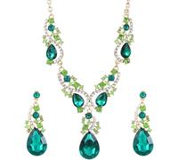 FDEETY Conjunto Collar Pendientes Lágrima Cristal Brillante Joyas Mujer Elegante Adorno Fiesta Boda Ceremonia