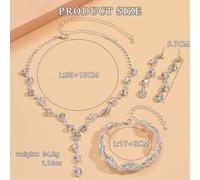 FDEETY Conjunto De Joyas De Bisutería Para Mujer Con Cristales Brillantes Collar Pulsera Y Pendientes A Juego Elegante Y Sofisticado Ideal Para Eventos Formales Y Fiestas