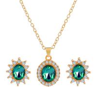 FDEETY Conjunto de joyas de mujer con colgante y pendientes de cristal rojo diseño elegante y sofisticado perfecto para cualquier ocasión especial joyería fina para mujeres