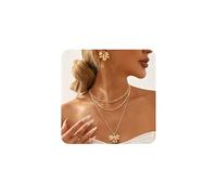 FDEETY Conjunto de Joyas de Navidad Collar y Pendientes de Lazo Metálico Navideñas Hipoalergénicas Accesorios Festivos Regalo Cumpleaños Mujer