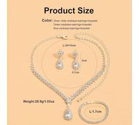 FDEETY Conjunto de joyas elegantes para mujer Collar pendientes y pulsera con cristales brillantes diseño de lágrima joyería de alta calidad para ocasiones especiales