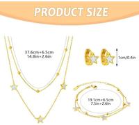 FDEETY Conjunto de joyas estrella de oro collar pulsera y pendientes joyería de acero inoxidable accesorios elegantes para mujer juego de 3 piezas joyería fina y moderna