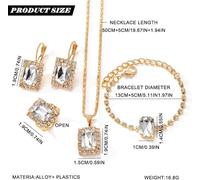 FDEETY Conjunto De Joyas Para Mujer Collar Pendientes Anillo Y Pulsera Con Cristales Negros Y Dorados Elegante Set De Bisutería Para Mujer Accesorios De Moda Para Eventos Especiales