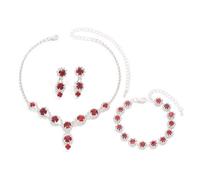 FDEETY Conjunto Joyas Mujer Cristales Brillantes Collar Pendientes Pulsera Elegante Estilo Clásico Adorno Nupcial Complemento Fiesta
