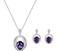 FDEETY Conjunto Joyas Ovalado Cristal Esmeralda Collar Pendientes Plata Elegante Adornos Mujer Brillantes Accesorios