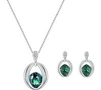 FDEETY Juegos de Joyas Mujer Colgante Diamante de Cristal Collar Pendientes Compromiso Boda Novia Dama de Honor Regalo Joyería (Verde)