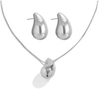 FDEETY Juegos de Joyas de Mujer Cristal Lágrima Racimo Declaración Collar Colgante Pendientes Joyería Conjunto para Boda Novia Dama de Honor Regalo Joyería (Plata)