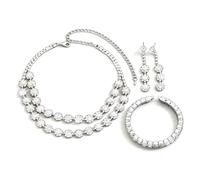 FDEETY Elegante Conjunto de Joyas para Mujer Collar Pendientes y Pulsera de Cristal Brillante Ideal para Eventos y Celebraciones Swarovski Mujer Joyería