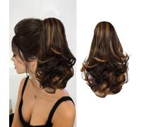 FDEETY Extensión Cabello Coleta Rizada Ondulada Postiza Cola Caballo Sintética Elegante Peinado Mujer