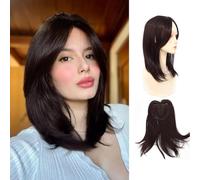 FDEETY Extensiones Cabello Clip Rombo Malla Topper Pelo Natural Volumen Adicional Postizo Mujer Aspecto Natural