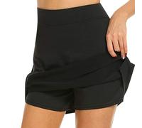 FDEETY Falda Corta Mujer Tenis Golf Mujer Skorts con Bolsillos y Pantalones Cortos Interiores para Padel Pelotas Entrenamiento Correr Netball(Negro L)
