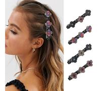 Fdeety Horquillas Para El Cabello En Forma De Flor De Doble Capa Juego De 3 Piezas Accesorios Para Peinados Elegantes Y Duraderos Pinzas Decorativas Con Cristales De Colores