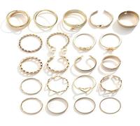 FDEETY 22 Piezas Anillos Mujere Ajustable Anillo de Apilamiento Vintage Nudillos Anillos Acero Inoxidable Anillos de Moda Conjunto Regalo de Joyería para Mujer Niña