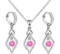 FDEETY Juego De Joyas Colgante Y Pendientes De Plata Esterlina 925 Con Cristales Azules Brillantes Diseño Elegante Y Sofisticado Conjunto De Joyería Para Mujer