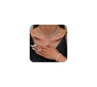 FDEETY Juegos de Joyas para Mujer Collar Pendiente Pulsera Conjunto de Joyería Nupcial Conjunto de Collar y Pendientes de Accesorios de Fotografía de Boda