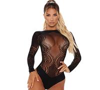 FDEETY Lingerie Sexy Mujer Eróticos Body Encaje Transparente Manga Larga Lenceria Hot Ropa Interior Picardias Rejilla Malla Camisones Sexys Conjunto Elegante Atractivo