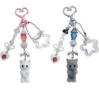 FDEETY Llavero Colgante Corazón Estrella Gatito Fresa Decorativo Adorno Bolso Mochila Accesorio Kawaii