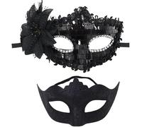FDEETY Máscara Veneciana Lentejuelas Negra Elegante Antifaz Carnaval Decorativo Brillante Accesorio Disfraz Adulto