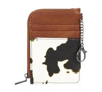 FDEETY Monedero Compacto Estampado Vaca Cremallera Tarjetero Mini Cartera Mujer Llavero Mosquetón Cuero Sintético Bolsillo Múltiple
