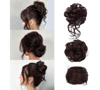 FDEETY Moño Postizo Cabello Sintético Rizado Liso Messy Bun Extensiones Pelo Artificial Coletero Peinado Recogido Elegante
