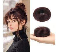 FDEETY Moño Postizo Donut Elegante Peluca Extensión Cabello Sintético Recogido Alto Aspecto Natural Peinado Rápido Accesorio Pelo