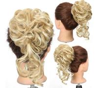 FDEETY Moño Postizo Rizado Elegante Extensión Cabello Sintético Coletero Voluminoso Accesorio Peinado Recogido Profesional