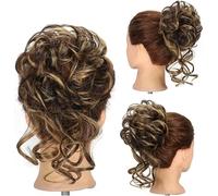 FDEETY Moño Postizo Rizado Elegante Extensión Cabello Sintético Coletero Voluminoso Accesorio Peinado Recogido Profesional