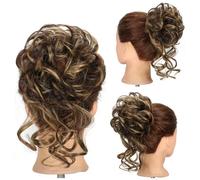 FDEETY Moño Postizo Rizado Elegante Extensión Cabello Sintético Coletero Voluminoso Accesorio Peinado Recogido Profesional