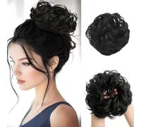 FDEETY Moño Postizo Rizado Elegante Extensión Cabello Sintético Natural Voluminoso Accesorio Peinado Recogido Fácil Colocación
