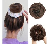FDEETY Moño Postizo Rizado Elegante Extensión Cabello Sintético Natural Voluminoso Accesorio Peinado Recogido Fácil Colocación