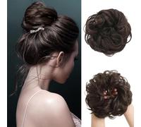 FDEETY Moño Postizo Rizado Elegante Extensión Cabello Sintético Natural Voluminoso Accesorio Peinado Recogido Fácil Colocación