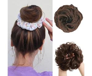 FDEETY Moño Postizo Rizado Elegante Extensión Cabello Sintético Natural Voluminoso Accesorio Peinado Recogido Fácil Colocación