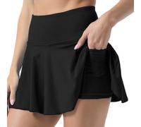 FDEETY Mujer Falda Pantalón Deporte Faldas Corta Padel Deportivas Tenis Golf Plisada Cintura Alta con Bolsillos con Pantalón Corto(Negro XL)