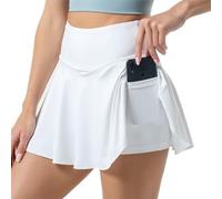 FDEETY Mujer Falda Pantalón Deporte Faldas Corta Padel Deportivas Tenis Golf Plisada Cintura Alta con Bolsillos con Pantalón Corto(Blanco XL)